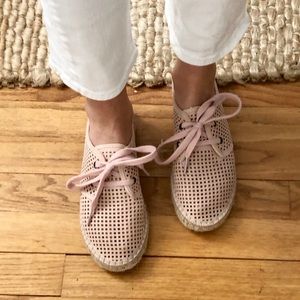 Pink Cutout Espadrille Lace Up Shoe